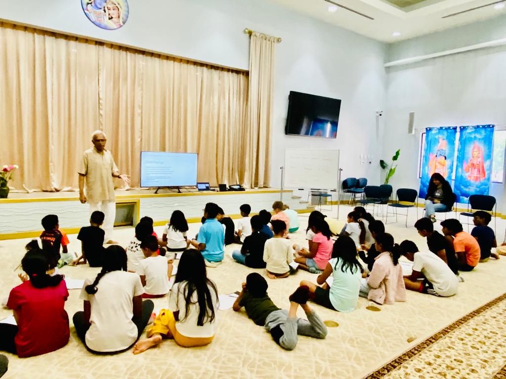 Gurukul session with campers learning values and culture