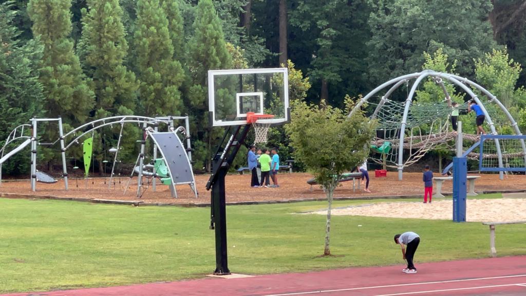 Outdoor playground and jungle gym